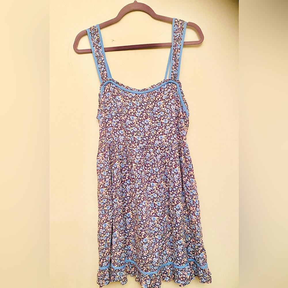 American Eagle Blue Floral Sleeveless Dress